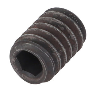 A close-up image of the AGCO | Jet - Acw2926560, a dark-colored, cylindrical threaded insert featuring a hexagonal hole in the center. No additional product description or details about its specific use are provided.