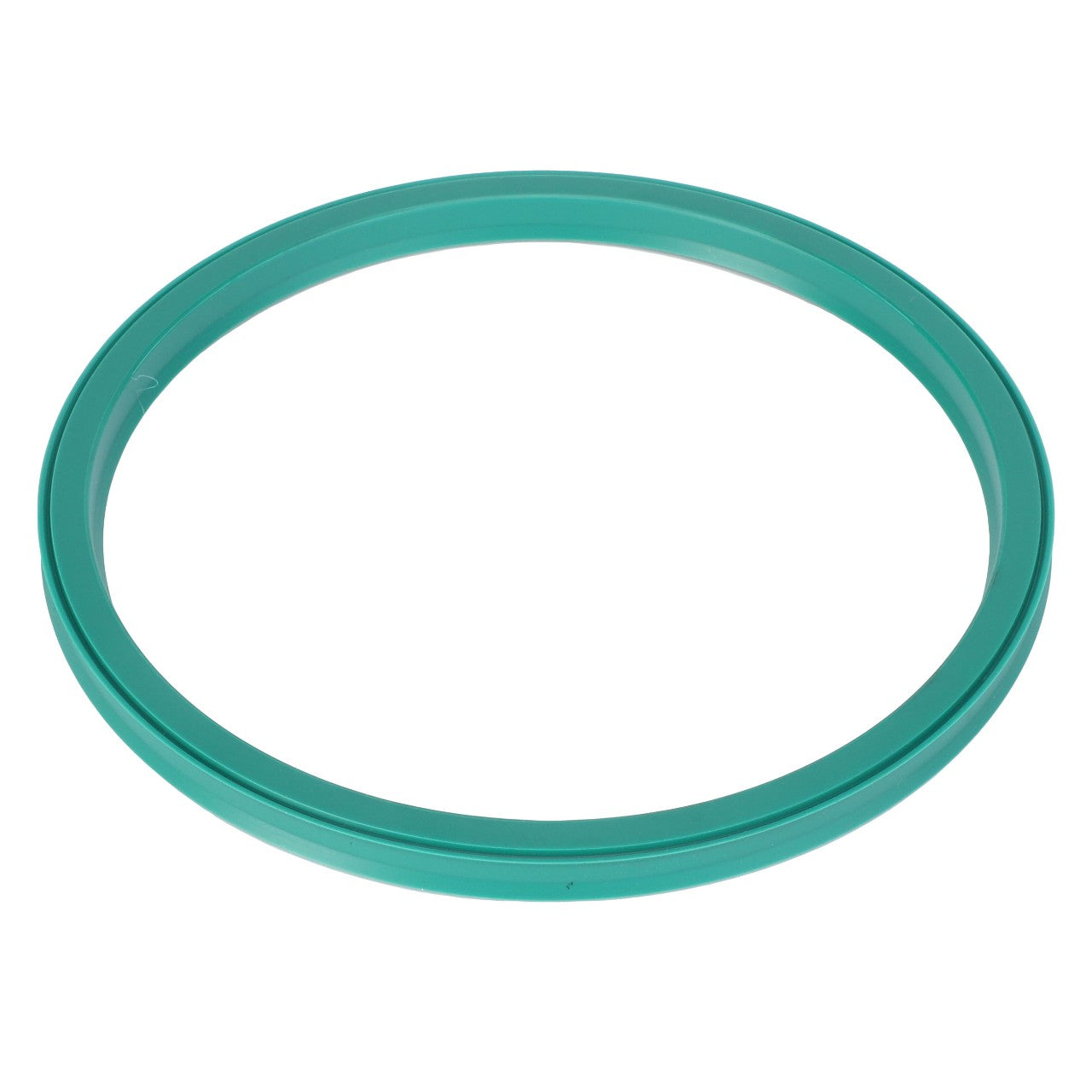 A smooth, green AGCO U-Cup Seal - Acw9221710 with a circular design is set against a pristine white background.