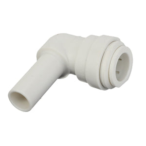 No current product description available, but the AGCO Elbow - Acm4100205, a plastic right-angle plumbing connector with a white finish and push-fit ends, is perfect for joining pipes at a 90-degree angle.