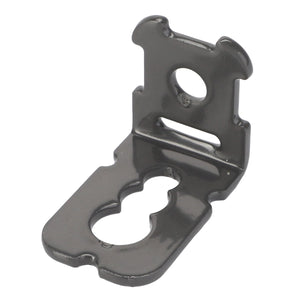 The AGCO | Mounting Bracket - Acw1987590, a metal bracket from AGCO, features a right-angle bend and four uniquely shaped holes to ensure versatile mounting or attachment options.