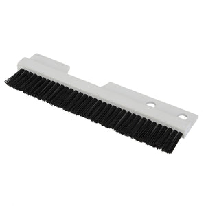 A white, rectangular handheld brush with black bristles, featuring two holes in the upper part for convenient wall mounting, branded as AGCO under the product name WARNING DECAL - ACP0538220.