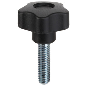 AGCO Knob - Acw1397560, a black plastic star knob featuring a threaded metal bolt, shown against a white background. No current product description information is available.