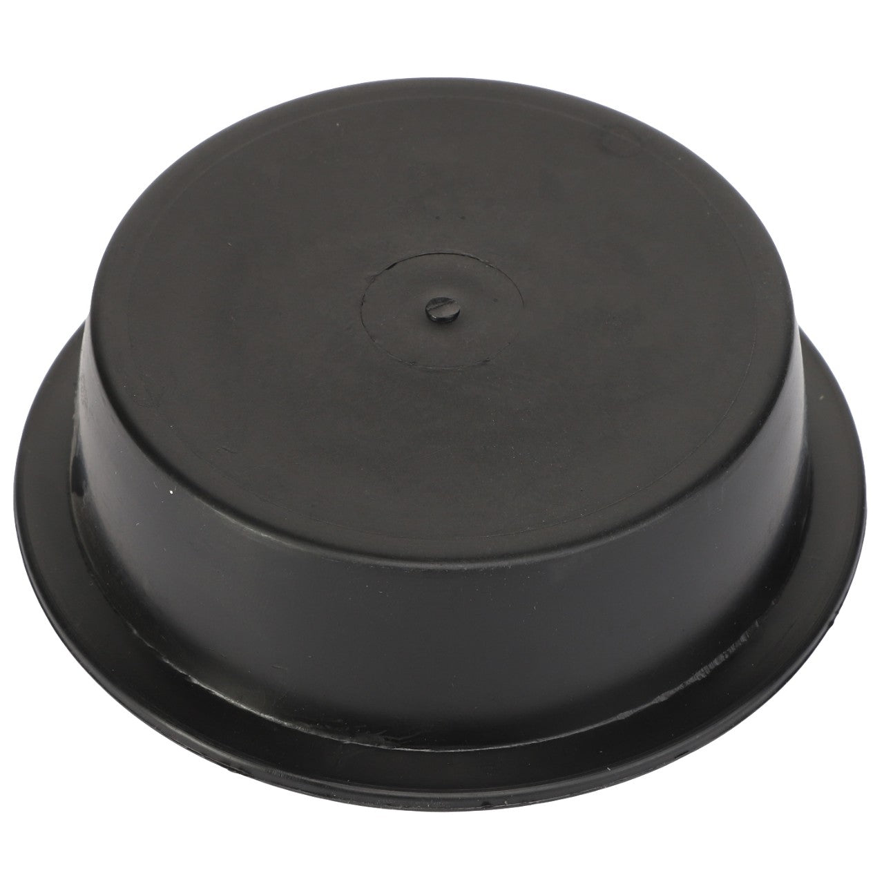 The AGCO COVER - AL5221165 is a round, black rubber plug with a flat top and subtly tapered sides.