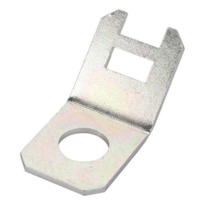 The AGCO | CLAMP - D28186442 is a metal bracket designed with a rectangular slot and a circular hole. No additional product description information is available at this time.