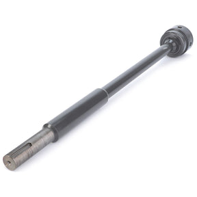 A long, cylindrical metal rod with a smooth surface and a slightly tapered end with predefined holes, ideal for Massey Ferguson models, known as the AGCO | Pto Shaft - 4355123M91 from the AGCO brand.
