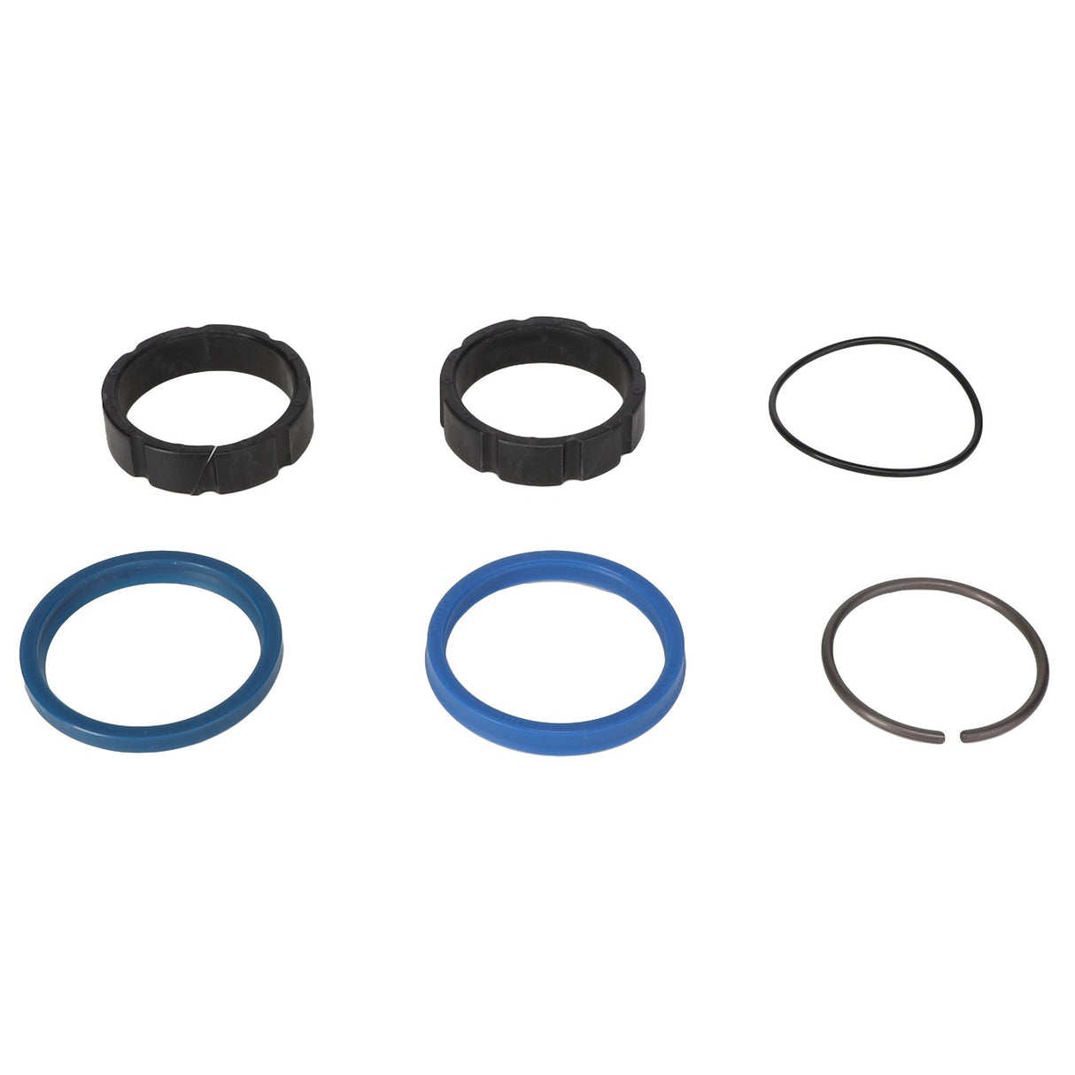 AGCO's Kit, Joint - Fel151389, featuring a variety of rubber and metal seals, meticulously arranged in two rows on a pristine white background.