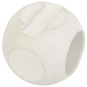 AGCO | Ball - Ag050517 by AGCO: A white plastic ball featuring a cylindrical hole through the middle and raised circular markings on its surface. No current product description available.