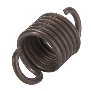 A metallic coil spring, the AGCO | SPRING - D46100753 by AGCO, featuring hooks on both ends is displayed against a plain white background. No current product description information available.