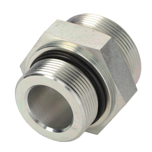 The AGCO Union - Acw1138140 by AGCO is a metal pipe fitting that features threads and a rubber O-ring, specifically designed for securing connections in both plumbing and industrial applications. No current product description information is available.