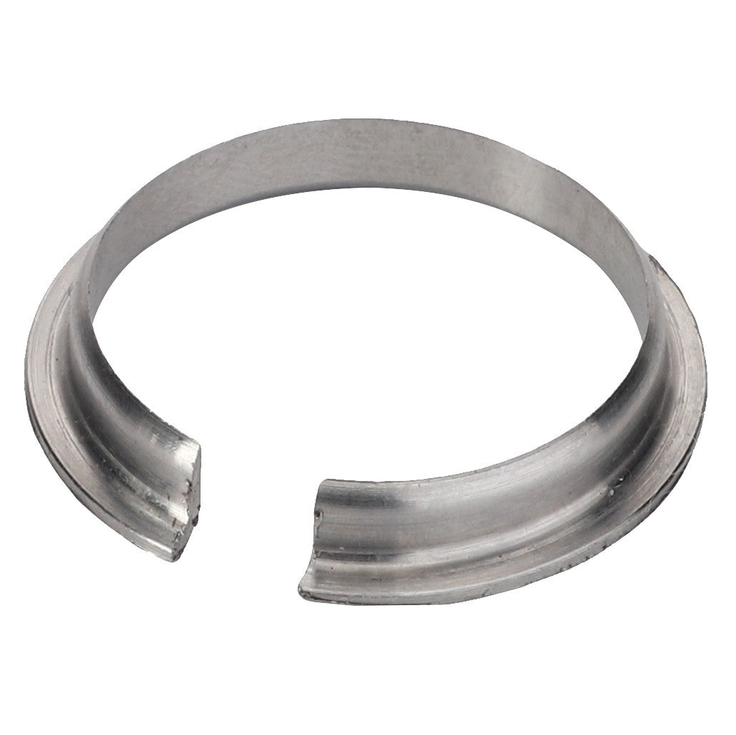 AGCO | Centering Ring - F016400010150: A metallic circular ring with a gap, showing a break in its structure. No current product description available for this AGCO product.