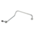 The AGCO Pipe - Acw234194A is a metallic, silver-colored pipe with an angled bend, featuring connectors at both ends, displayed on a white background. No current product description information available.