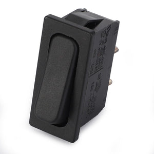 A black rectangular rocker switch branded as AGCO, featuring three metal prongs protruding from the back. This product is known as the Switch, Rocker (Combiner) - D45060030. No current product description is available for further details.