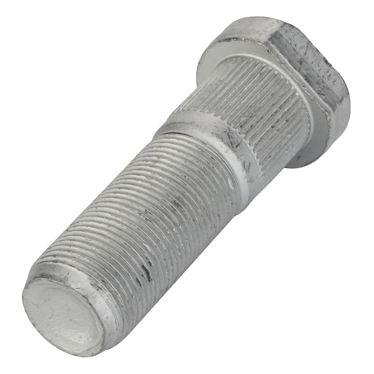 The AGCO | Wheel Stud - Acw1260130, a meticulously crafted silver threaded metal bolt with a hexagonal head, is often utilized in high-performance machinery and intricate vehicle components.