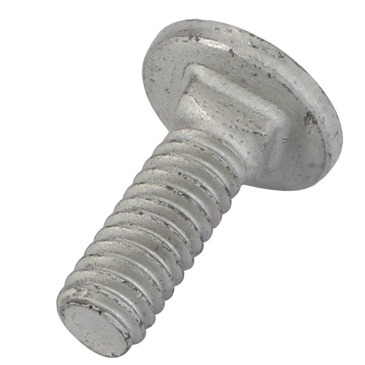 The AGCO | Carriage Bolt - 70931317 is a sturdy silver metal bolt featuring a flat, wide head and a precision-threaded shaft.