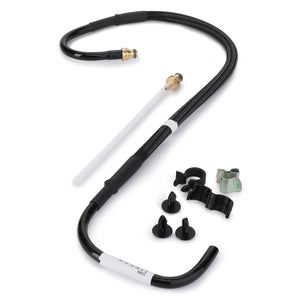 A set of AGCO plumbing components, featuring the Air Line for Seat Suspension (F931502030440) with flexible black hose, brass fittings, and an assortment of black and metal clips, all arranged on a white background. No current product description information is available.