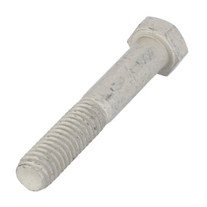 Close-up of the AGCO | HEXAGONAL HEAD BOLT - AG552127, featuring a metallic hex bolt with a threaded shaft and hexagonal head, lying on a white background. No current product description information available for this item.