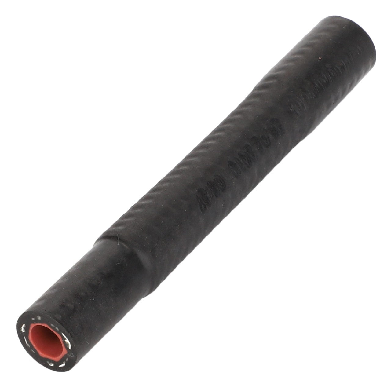 The AGCO Hose - Acw2039620 is a black rubber hose featuring a distinctive red inner lining, specifically designed for industrial applications.