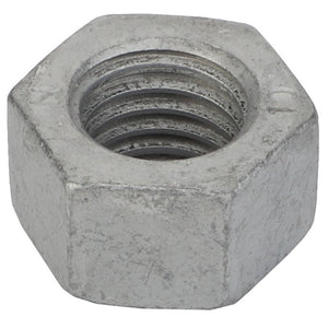 Close-up of an AGCO Hex Nut - Acw0863180, featuring a hexagonal shape with an open threaded hole in the center, designed to be used with a bolt for securing materials. No current product description information available.