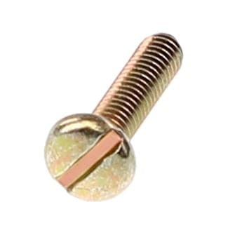 A close-up view of the AGCO | MACHINE SCREW - AG560227, featuring a brass-colored finish and a flat-head slotted drive. No current product description information is available.