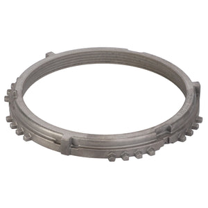 The AGCO Synchro Ring - F284108080100 is a metal retaining ring featuring a series of notches around its circumference and a threaded interior, ensuring optimal integration and functionality.