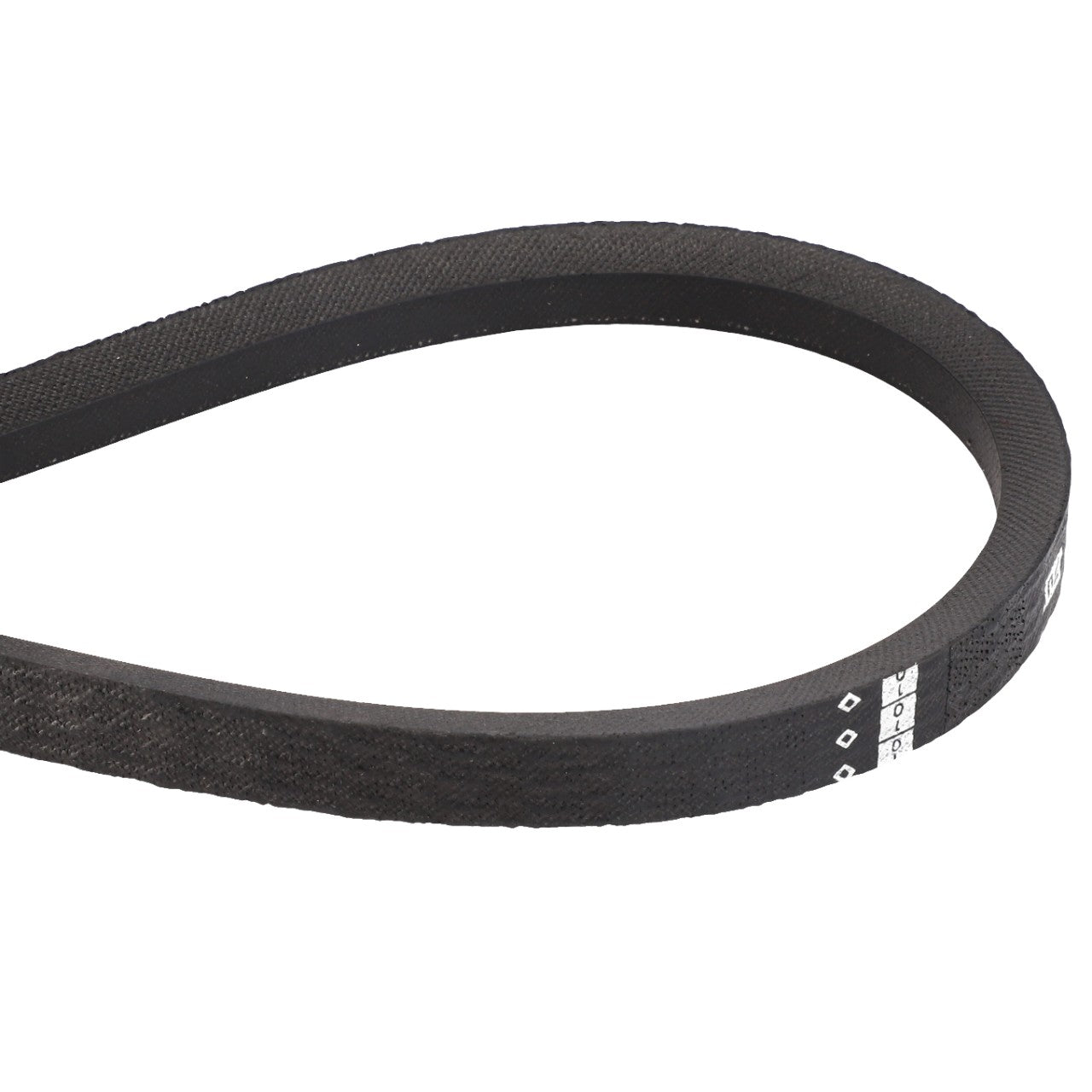 The AGCO | BELT - CG1350615010 is a durable black rubber V-belt with a textured surface, seamlessly formed into a sturdy loop.