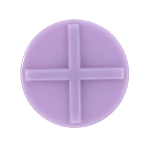 A purple circular object with a raised cross symbol in the center, reminiscent of the quality found in Massey Ferguson models, known as AGCO | Padding - 4387029M1 by AGCO.