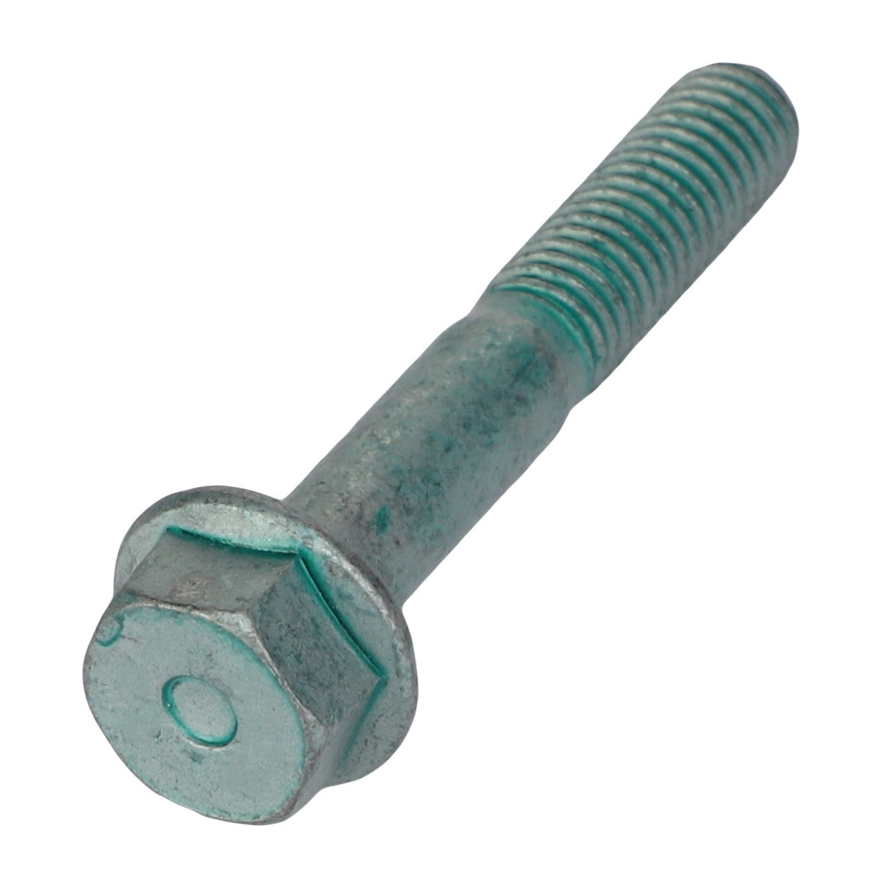 A TORX screw by AGCO (F930200050010) with a greenish hue and a partially threaded shaft, viewed at an angle. Please note that no current product description information is available.