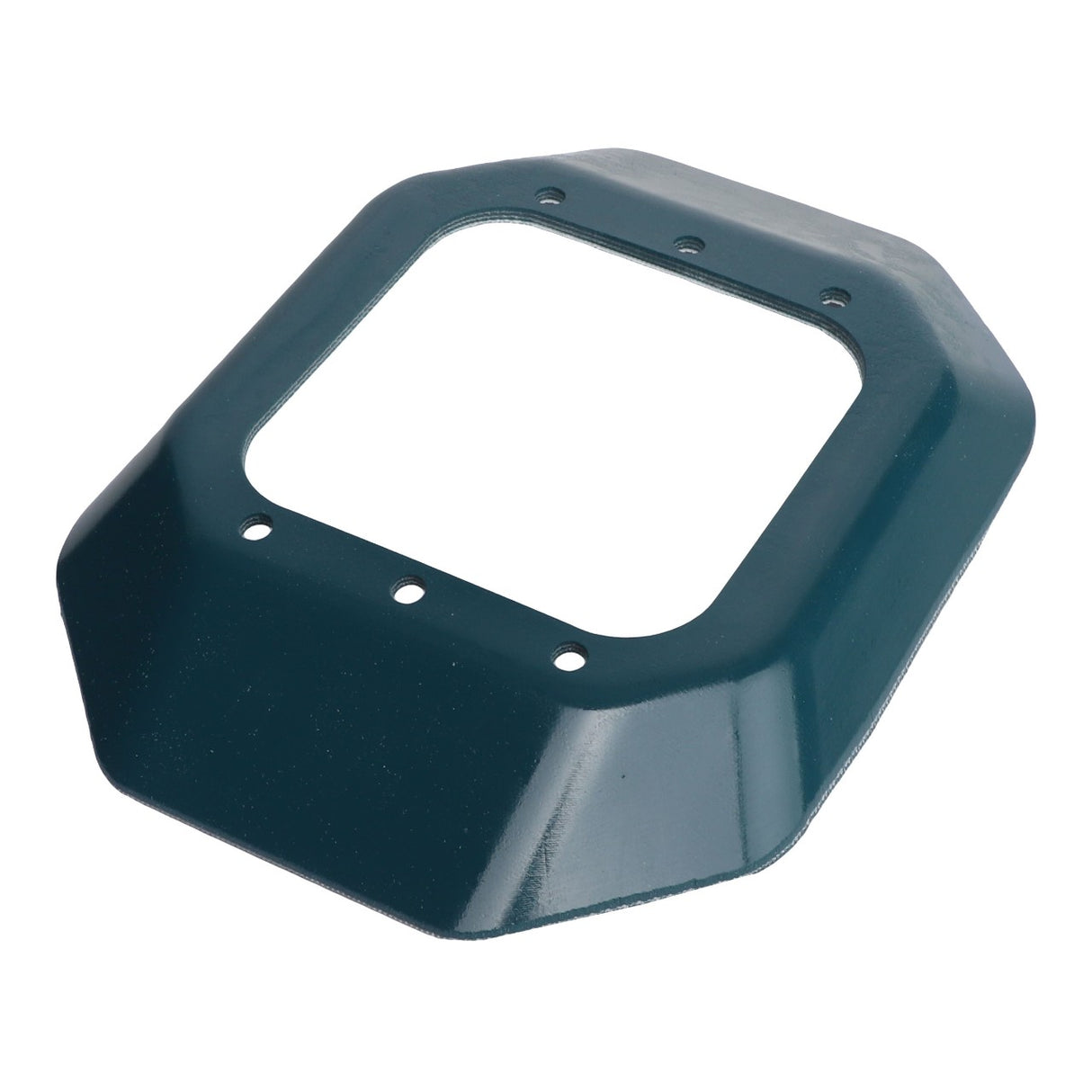 A green, hexagonal metal cover with four small circular holes and a square central opening, described as the AGCO Rubber Seal - Acw1813510 by the brand AGCO.