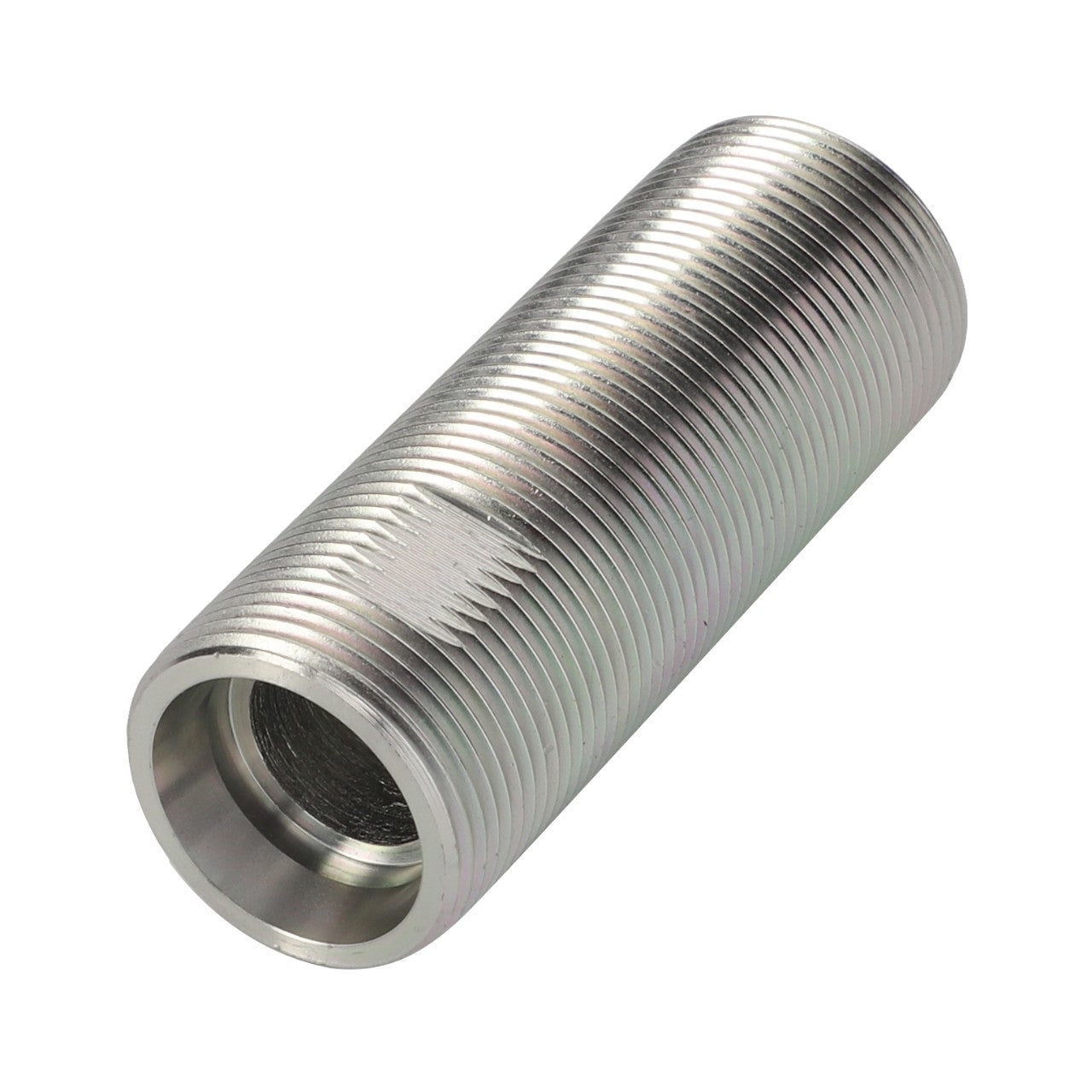 A cylindrical metallic threaded pipe connector, branded as AGCO | Union - 4301852M1, with internal threading on one end and no visible external features, resembling components found in Massey Ferguson or Fendt Dyna-6 machinery.