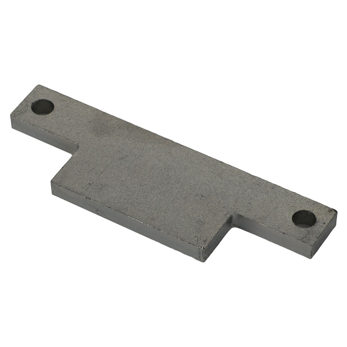 AGCO PLATE - ACP0426670 is a rectangular metal bracket featuring two circular holes on opposite ends and a notch on one side. For any questions relating to this product, please contact our support team.