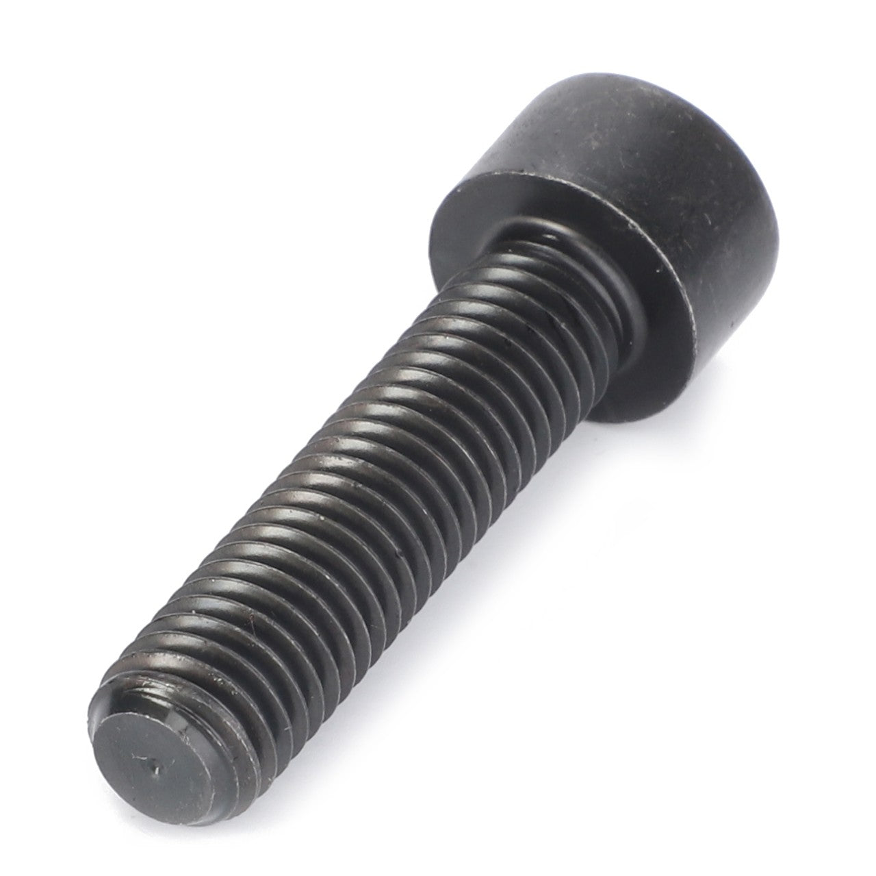 A close-up view of the AGCO SCREW - D40607100, a matte black hex socket head cap screw with a precision-threaded body.