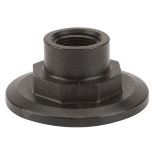 The AGCO | PLUG - AG124169 is a black rubber backing pad featuring a threaded center hole, designed for securing abrasive discs to power tools. Product description information is currently not available.