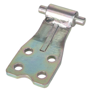 The AGCO Hinge - Acx2832720 by AGCO features a metal construction with a flat base, four round holes for screws, and a cylindrical pivot point at the top. No current product description information is available.