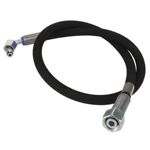 The AGCO | Hose - Acw5258520 is a coiled hydraulic hose with metal connectors on both ends, designed for transferring fluid in hydraulic systems. There is no current information available about recent updates or changes to this product.