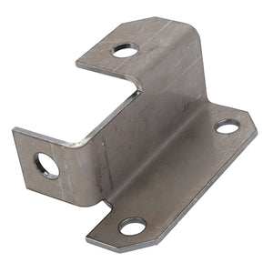 The AGCO | BRACKET - D28981262 is a metallic L-shaped bracket produced by AGCO, designed with four circular holes for mounting or support in construction or engineering applications. Currently, there is no detailed product description available for this item.