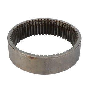 A metallic annular gear ring with internal teeth, labeled as the AGCO | Ring Gear - F339300020760 by the brand AGCO, shown on a white background.