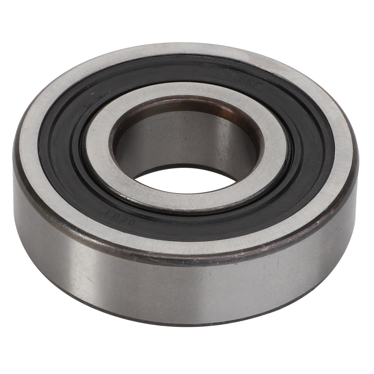 Introducing the AGCO Bearing - La28996670, a high-quality metal ball bearing featuring an inner and outer ring along with a black seal. This bearing is typically used in machinery to reduce friction between moving parts.