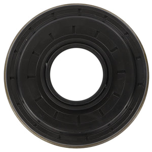 The AGCO | Shaft Sealing Rings - F339300020060 is a black, circular automotive oil seal featuring a central hole encircled by multiple concentric rings. No current product description available.