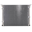 A metal vehicle radiator with horizontal cooling fins, two connection points at the top and bottom, and AGCO Oil Cooler, Oil To Air Type - Acw1411270 for optimal lubrication.