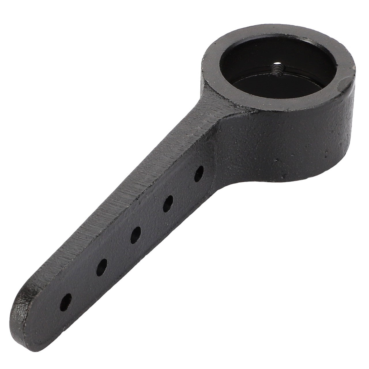 AGCO | KNIFE HEAD - D28260054 is a black metal wrench with a cylindrical end and four holes in the handle—no product description needed.