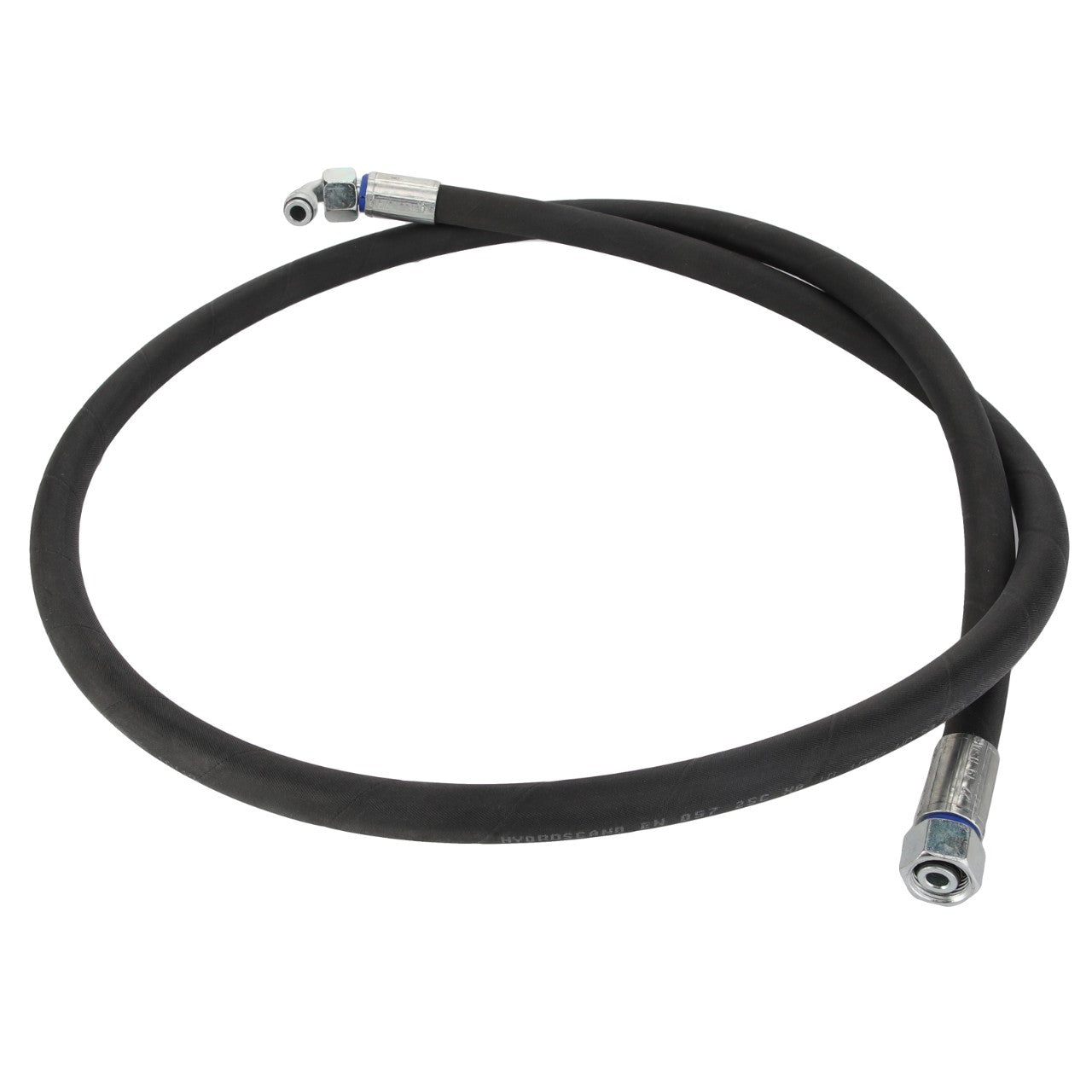 Introducing the AGCO | Hose - Acw2120620, a black hydraulic hose coiled and equipped with metal fittings on both ends, specifically designed for fluid transfer in machinery. Brought to you by the trusted brand AGCO. Unfortunately, detailed product description information is currently unavailable.