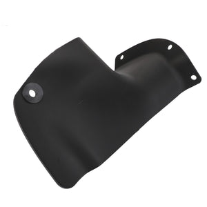 The AGCO Exhaust Shield - Acw022379A is a sleek black, curved plastic component featuring two mounting holes and a circular indentation at one end.