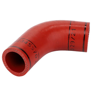 AGCO Rubber Elbow - Acw2345570, a red curved rubber hose with black markings. Currently, no product information available.