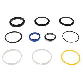 No current product description information is available for the AGCO | SEALS KIT - AL5036165, but our assorted O-rings and sealing rings come in various sizes and colors, including black, white, yellow, and blue, all arranged in a neat grid pattern.