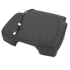 Product Description: The AGCO | Cushion - Acp0214300 is a high-quality black cushioned car seat component. It features attached wiring that extends outward from the seat, terminating in two white connectors. This product, made by the reputable brand AGCO, ensures reliable performance and comfort.