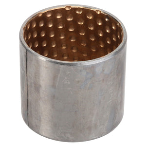 The AGCO | Bush - F334310020250 by AGCO is a cylindrical metallic component featuring a smooth outer surface and a textured inner surface.