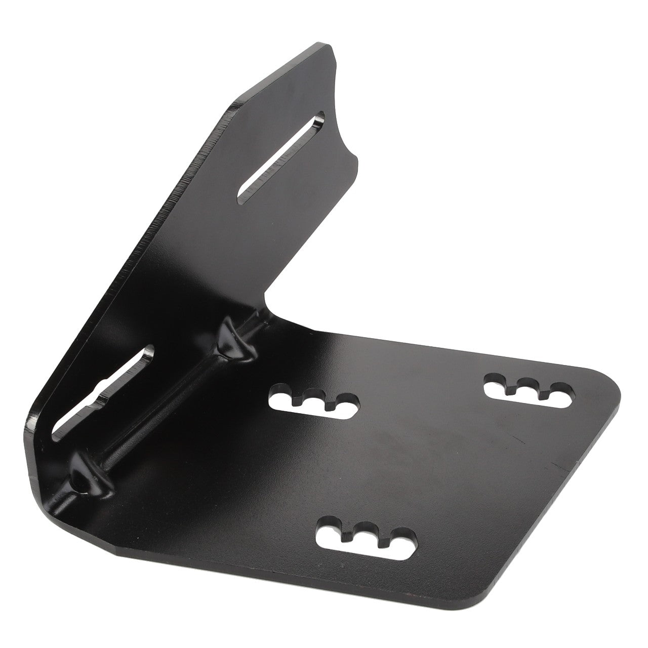 The AGCO Bracket - Acw0889470 is a black metal mounting bracket featuring multiple slots, designed for attaching components in various configurations. Currently, no additional product description information is available.