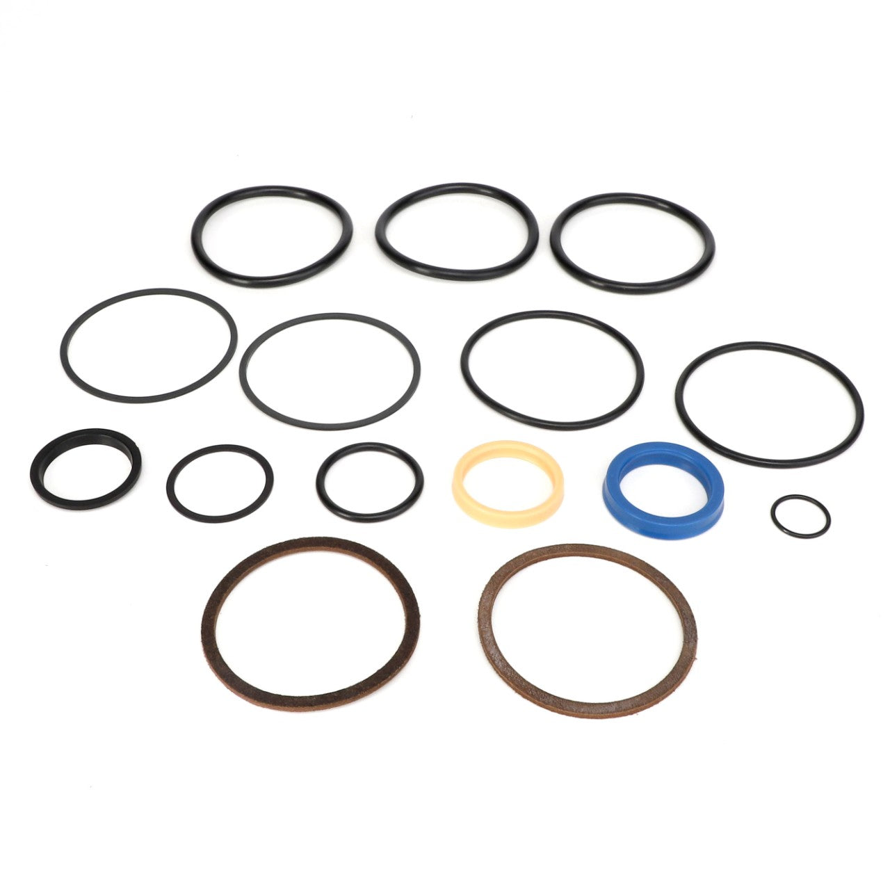 The AGCO KIT - EP6301, featuring various sizes of O-rings and washers, is meticulously arranged on a white background to highlight the attention to detail. Currently, no additional product description information is available for these items.