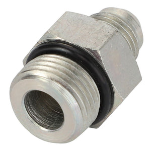 A close-up image of the AGCO | Adapter Fitting - Acp0015230, a metallic hydraulic fitting with a threaded end and a smooth end, featuring an O-ring seal. No product description available.