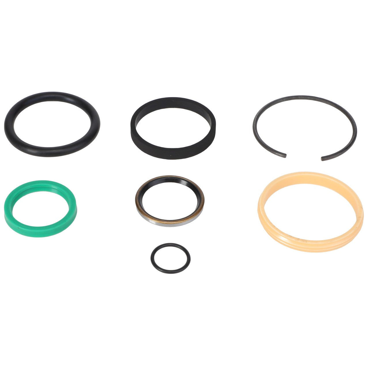 A collection of variously sized and colored O-rings and seals arranged in a grid pattern on a white background showcases the vibrant range of the AGCO Seal Kit - 110013, as there is no product description available.